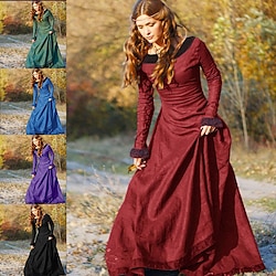 Medieval 18th Century Vintage Dress Maxi Dress Tunic Dress Ren Faire Viking Outlander Ranger Women's Celtic Viking Halloween Masquerade Party Evening LARP Ren Faire Adults' Dress All Seasons