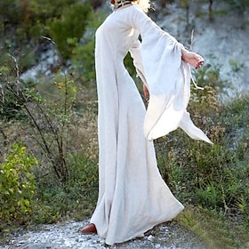 Medieval Cocktail Dress Vintage Dress Ankle Length Party Costume Tunic Dress Ren Faire Viking Outlander Ranger Women's Celtic Fantasy Halloween Carnival Masque