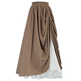 Medieval Renaissance Skirt Maxi Skirt Ren Faire Pirate Solid Color Women's Fantasy Halloween Carnival Masquerade Performance Ren Faire Adults' Skirt All Season