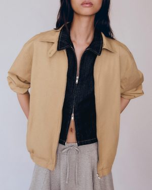 Medium Brown Oversized Bomber Jacket