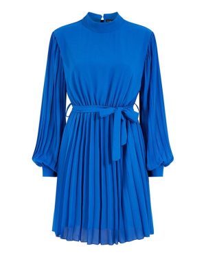 Mela London Mela London Blue Long Sleeve High Neck Tunic Dress