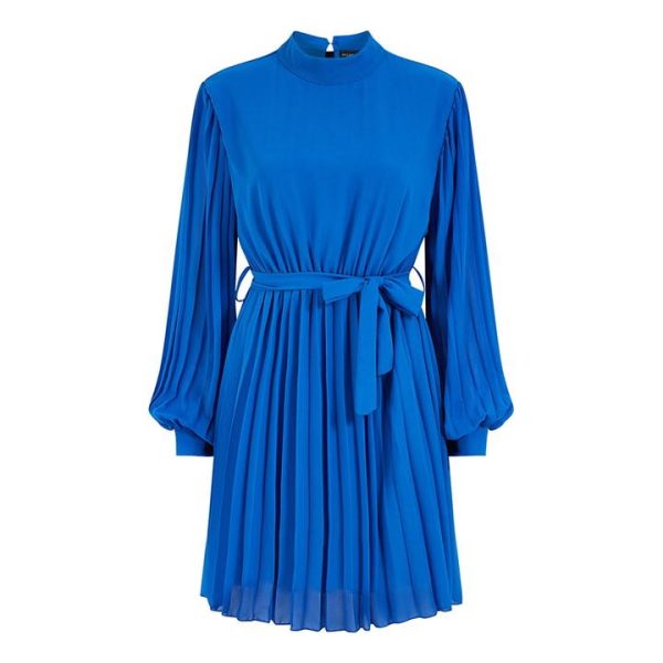 Mela London Mela London Blue Long Sleeve High Neck Tunic Dress