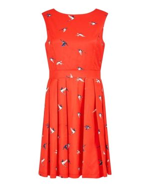 Mela London Mela London Red Swallow Print Skater Dress