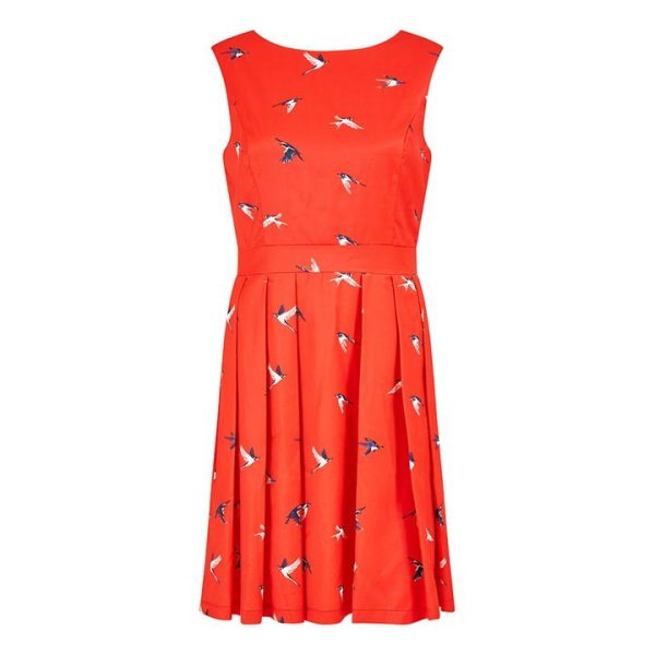 Mela London Mela London Red Swallow Print Skater Dress