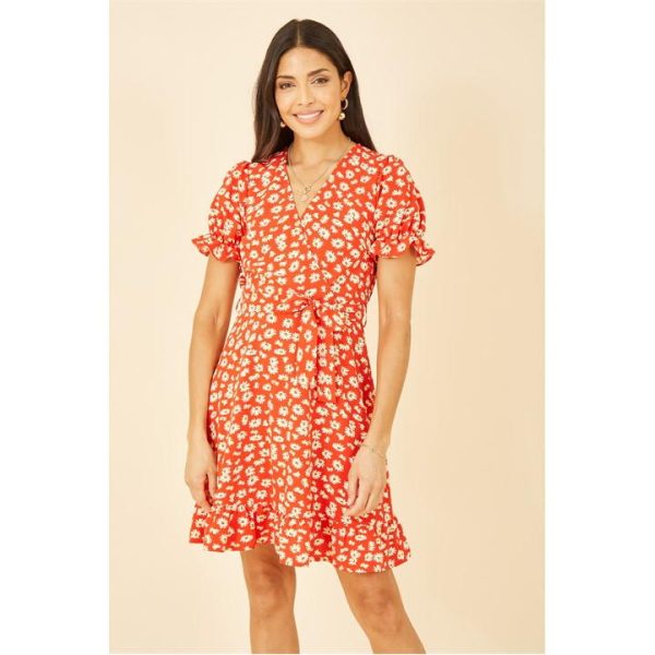 Mela London Red Daisy Print Wrap Dress