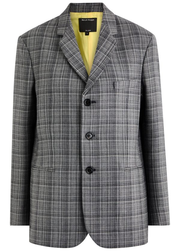 Meryll Rogge Checked Wool Blazer - Grey - XS (UK6 / XS)