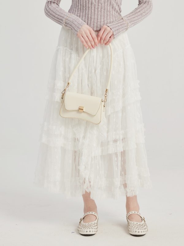 Mesh Layered Long Skirt With Flowers A-line Skirt For Women 2025
