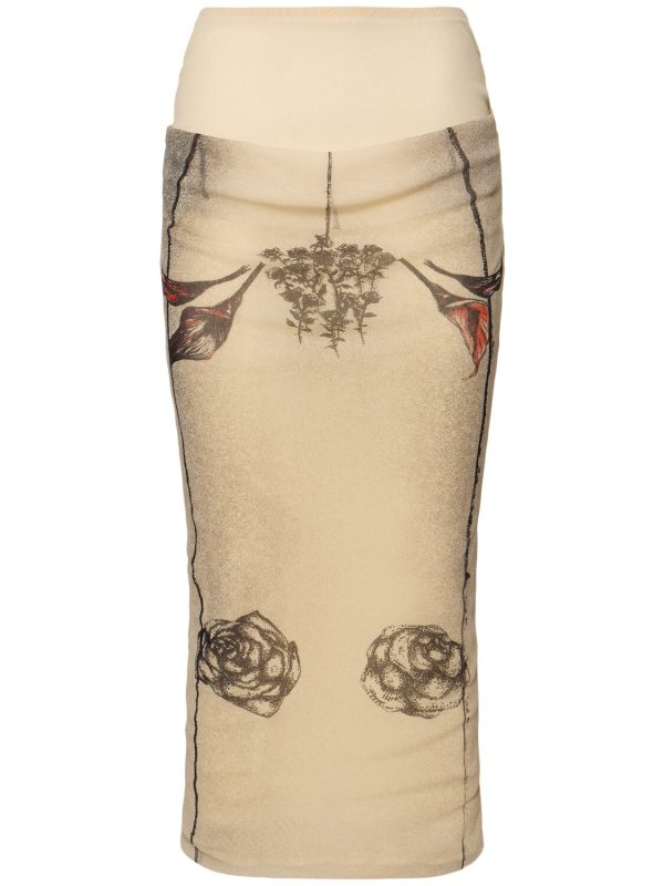 Mesh Printed Double Layer Midi Skirt