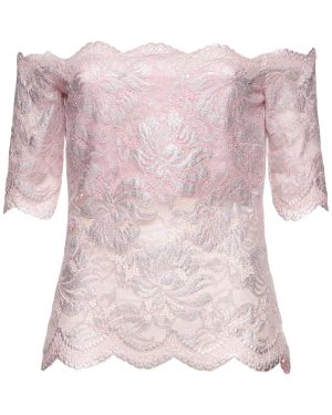 Metallic Lace Off-the-shoulder Top