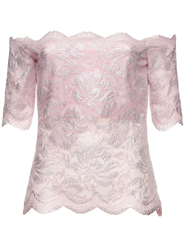 Metallic Lace Off-the-shoulder Top
