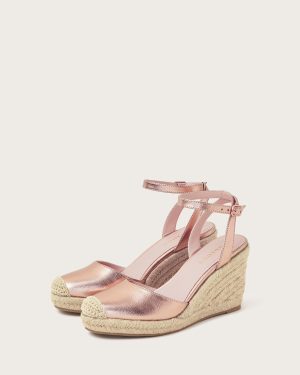 Metallic Wedge Sandals Bronze