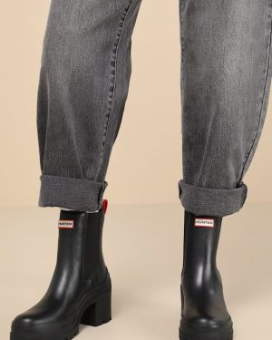 Miana Black Platform Waterproof Leather Ankle Boots