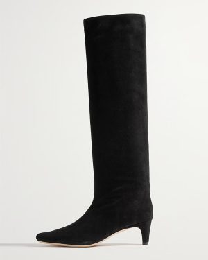 Micro Suede Upper Dark Green Square Toe Kitten Heel Mid Calf Boots For Women Boots