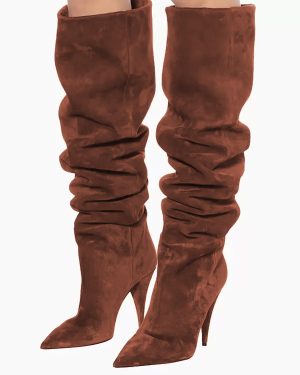 Mid Calf Boots Women's Micro Suede Upper Square Toe Kitten Heel Boots