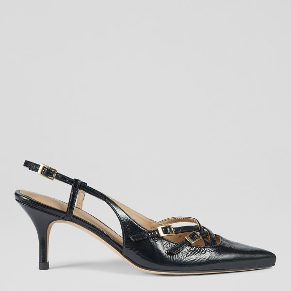 Midnight Caprice Leather Multi Strap Open Court Shoes