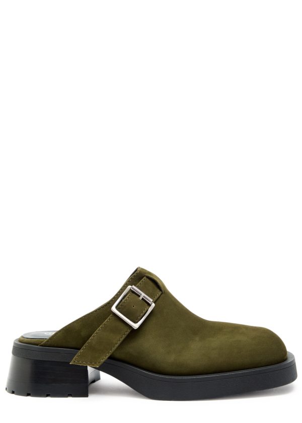 Miista Aroa Platform Suede Mules - Khaki - 38 (IT38/ UK5)