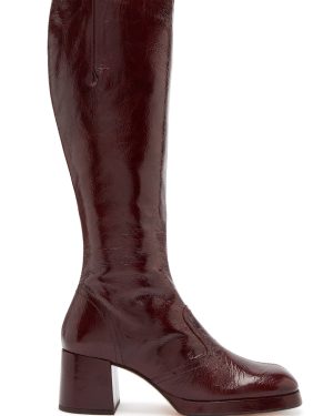 Miista Donna 65 Crinkled Patent-leather Knee-high Boots - Brown - 39 (IT39/ UK6)