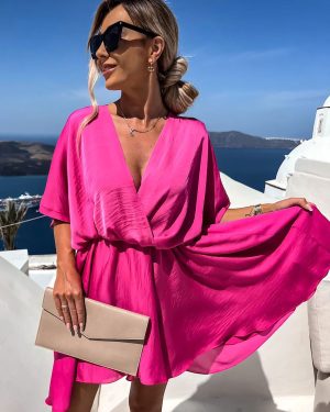 Mini Dresses Black Half Sleeves Short Dress