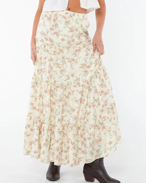 Mini Floral Skirts Tiered Bohemian Inspired Full Skirt