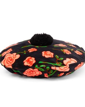 Mini Rodini Floral pompom cotton velvet beret