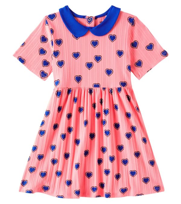 Mini Rodini Outlined Hearts cotton-blend dress