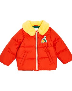Mini Rodini Printed faux-fur trimmed puffer jacket