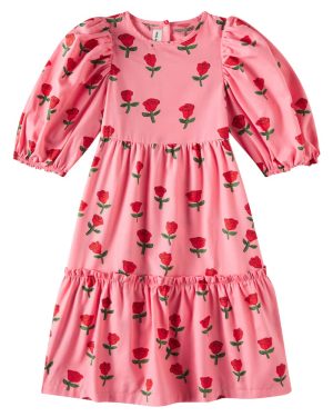 Mini Rodini Roses puff-sleeve cotton dress