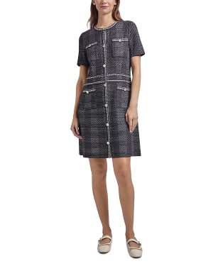 Misook Plaid Button Front Sheath Dress