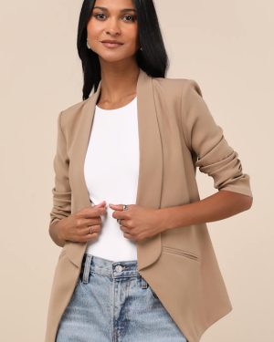 Miss Punctuality Beige Lightweight Blazer