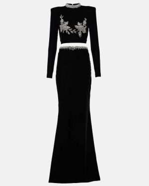 Miss Sohee Embroidered crop top and maxi skirt