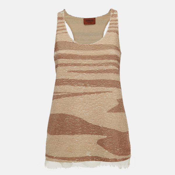 Missoni Beige Striped Sequin Tank Top S