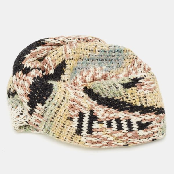 Missoni Beige Wool Knit Turban Beanie