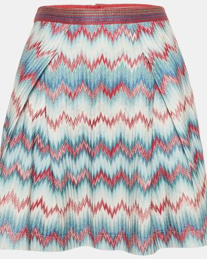 Missoni Blue Chevron Pattern Knit Mini Skirt S