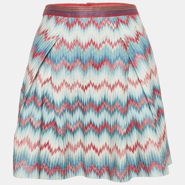 Missoni Blue Chevron Pattern Knit Mini Skirt S