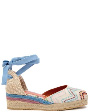 Missoni Eva 30 Zigzag Canvas Wedge Espadrilles - Blue - 38 (IT38 / UK5)