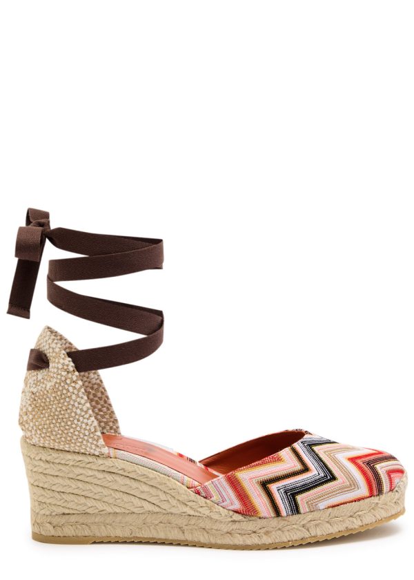 Missoni Eva 60 Zigzag Canvas Wedge Espadrilles - Black - 38 (IT38 / UK5)