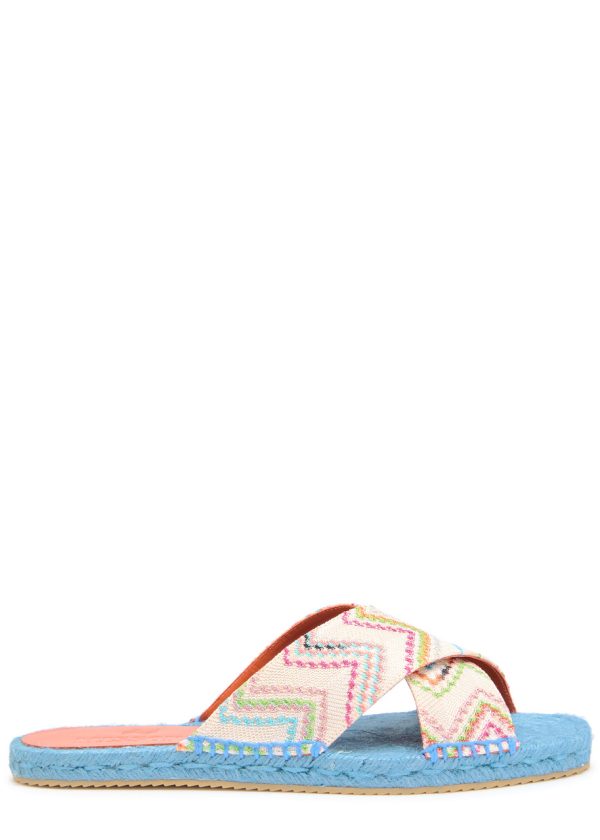 Missoni Harlow Zigzag Lam Espadrille Sliders - Blue - 36 (IT36 / UK3)