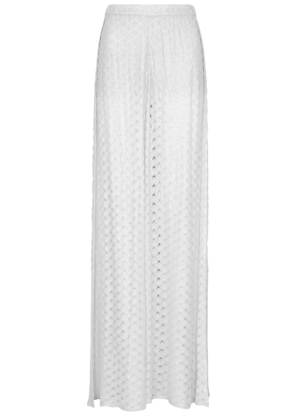 Missoni Metallic Wide-leg Fine-knit Trousers - White - 46 (UK14 / L)