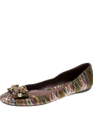 Missoni Multicolor Knit Fabric Embellished Ballet Flats Size 37