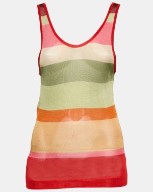 Missoni Multicolor Striped Knit Sheer Tank Top L