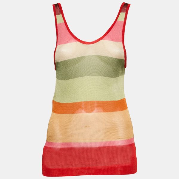 Missoni Multicolor Striped Knit Sheer Tank Top L