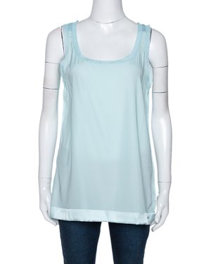 Missoni Pastel Blue Silk & Knit Sleeveless Scoop Neck Top M