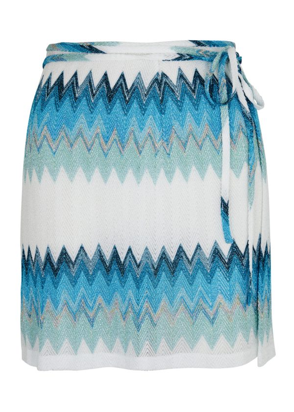 Missoni Zigzag Fine-knit Mini Wrap Skirt, Mini Wrap Skirt, White - L