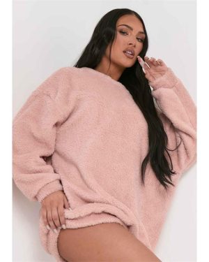 Missy Empire Borg V Back Jumper Dress - Pink