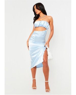 Missy Empire Bust Cut Out Midi Dress - Blue