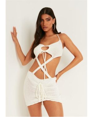 Missy Empire Cut Out Halter Mini Dress - White