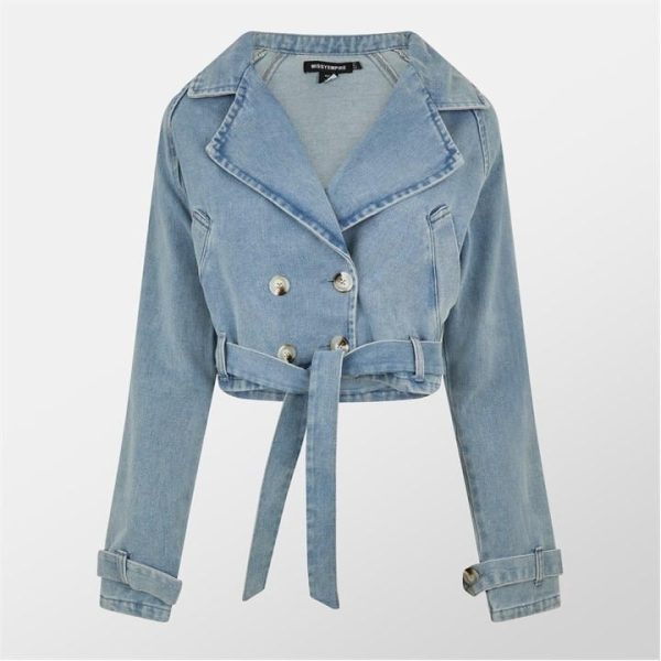 Missy Empire Denim Oversized Biker Jacket Womens - Blue