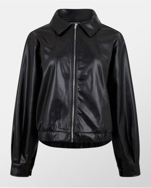 Missy Empire Faux Leather Bomber Jacket Womens - Black