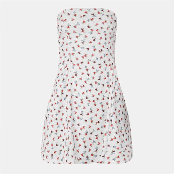 Missy Empire Floral Skater Bandeau Dress Womens - White