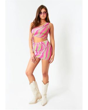 Missy Empire Layer Slinky Ruched Mini Skirt - Pink